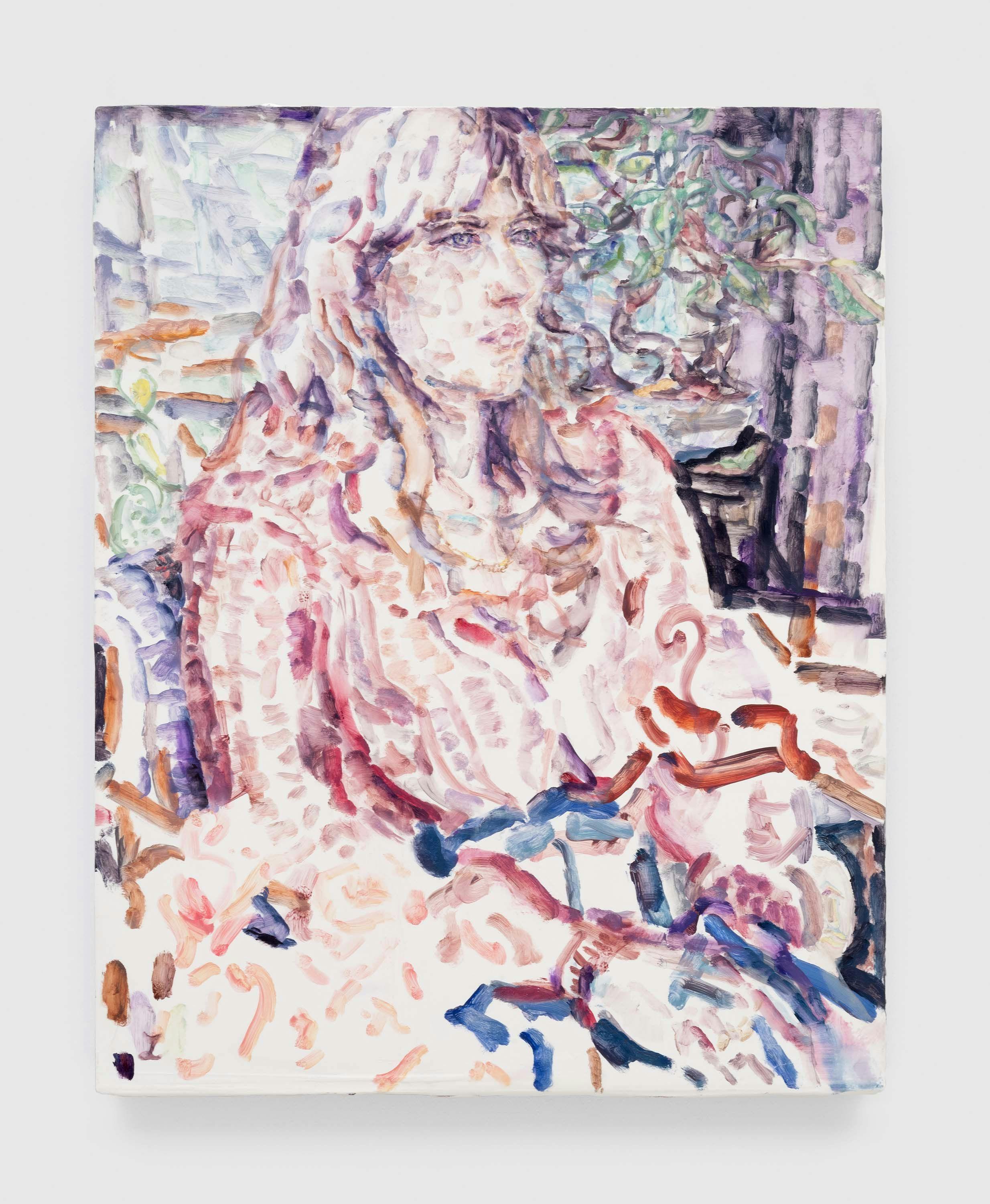 A painting by Elizabeth Peyton Flowers and Lara, titled (Lara Sturgis), dated 2022.